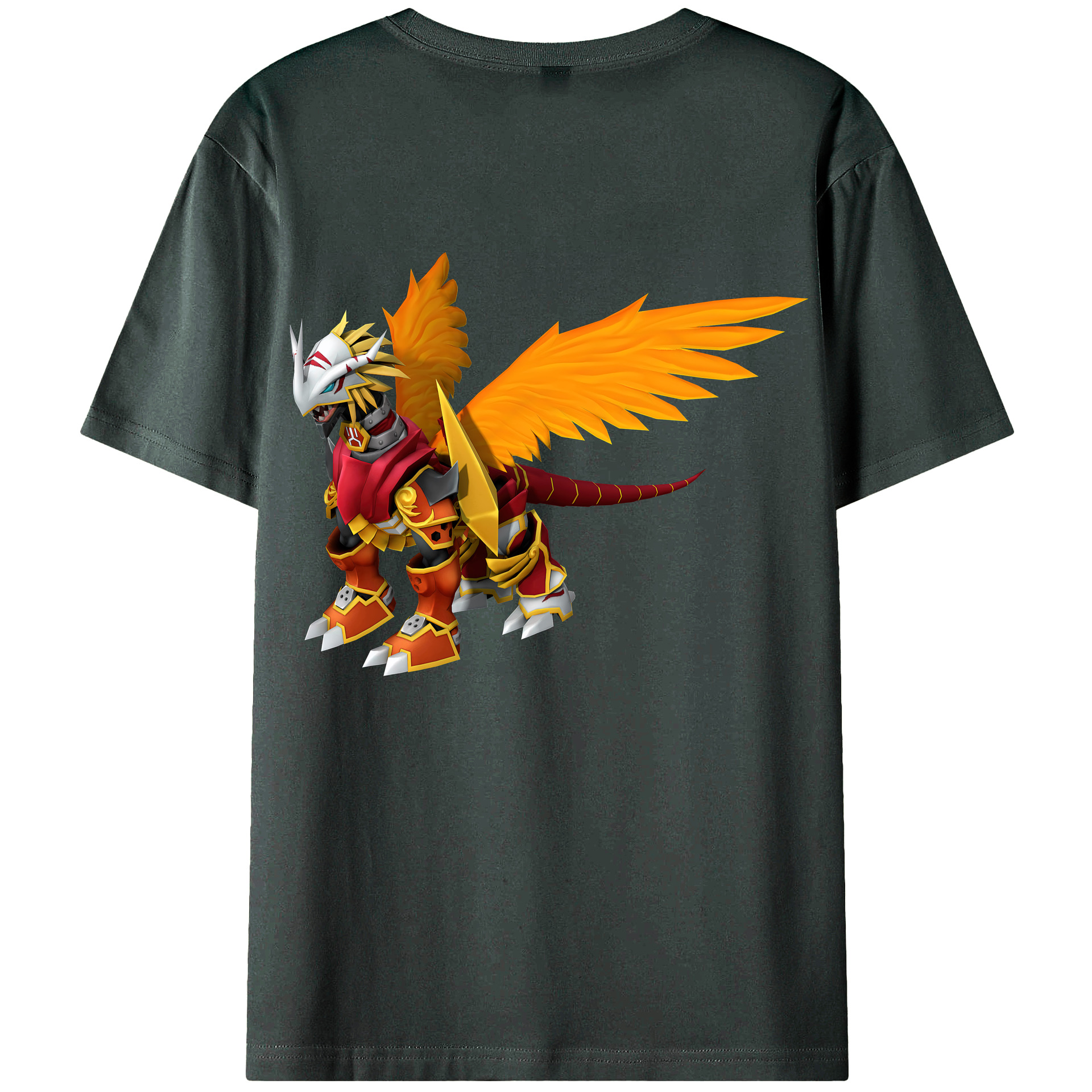 （画像用） Digimon デジタルモンスター/デジモン 綿100％ メンズ半袖Tシャツ（バックプリント） 通気性